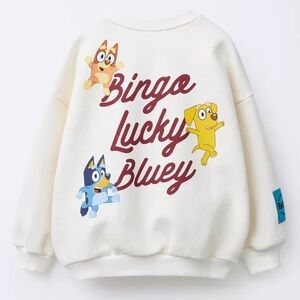 Zara Bluey Cream Kids Sweatshirt with Cartoon Characters